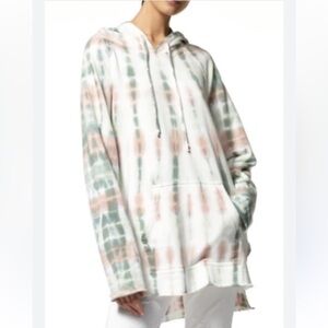 Young Fabulous & Broke Tie Dye Hoodie White Green Pink Terry Cloth Lined Size M